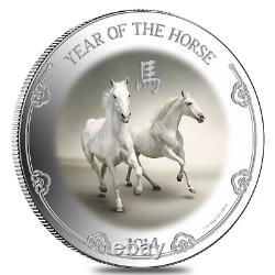 2014 Niue 2 $ Pièce en argent colorisée d'1 once Lunar Year of the Horse NGC PF 70 UCAM