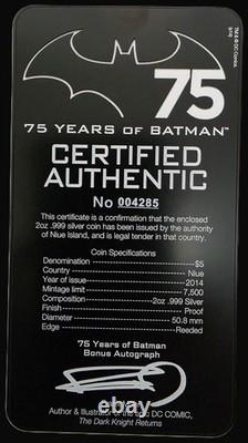 2014 Niue 5 $ 75 ANS de BATMAN 2 oz. 999 Argent Fin Monnaie de Preuve avec OGP