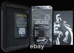 2014 Niue 5 $ 75 ANS de BATMAN 2 oz. 999 Argent Fin Monnaie de Preuve avec OGP