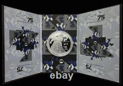 2014 Niue 5 $ 75 ANS de BATMAN 2 oz. 999 Argent Fin Monnaie de Preuve avec OGP