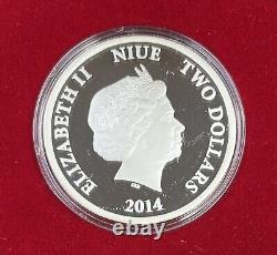 2014 Niue Argent 1 Oz Troy Année Du Cheval Doré Avec Boîte NZ Mint Sans Certificat d'Authenticité