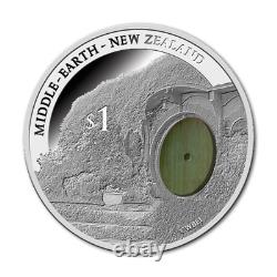 2014 Pièce de monnaie en argent de preuve de 1 once du Hobbit Bag End de la Terre du Milieu, préquelle du Seigneur des Anneaux.