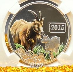 2015 1 oz 5 $ Tokelau Année de la Chèvre colorisée NGC ER PF70UC 1 sur 105 sans tache