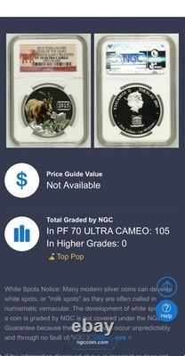 2015 1 oz 5 $ Tokelau Année de la Chèvre colorisée NGC ER PF70UC 1 sur 105 sans tache
