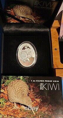 2015/2016 Nouvelle-zélande- Silver Proof Coins-kiwi Egg Et Silhouette