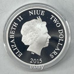 2015 Disney Princesse Aurora La Belle au bois dormant 1 oz Argent 2 $ Proof Monnaie de Nouvelle-Zélande