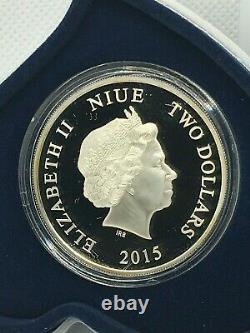2015 Niue $2 1oz Proof Silver Coin Love Est Précieuse Minetage 3000
