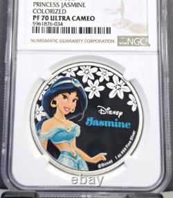 2015 Niue Argent 2 Dollars S$2 Disney Princesse Jasmine NGC PF 70 Ultra Cameo Gem