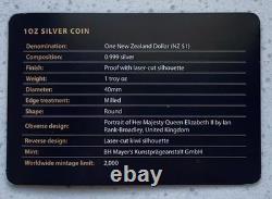 2015 PCGS PR70 Nouvelle-Zélande 1oz Pièce en Argent Massif Silhouette de Kiwi