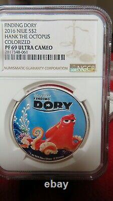 2016 1 Oz Silver Disney Pixar Ngc Pf69 Finding Nimo Dory Hank The Octopus