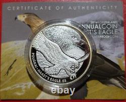 2016 Fine 1oz Silver New Zeland Eagle De Haast $5 Proof Coin/case, Lot#14