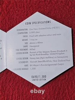 2016 NOUVELLE-ZÉLANDE Preuve ABEILLE DE MIEL 0.999 Argent 1 OZ TROY 1 $ RARE ! #T2962