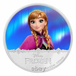 2016 Niue Disney Frozen Princess Anna 1oz. 999 Pièce D'épreuve Couleur Argent Toned