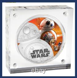 2016 Niue Nouvelle-Zélande Disney Star Wars Le Réveil de la Force BB-8, 1 once d'argent COA