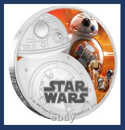 2016 Niue Nouvelle-Zélande Disney Star Wars Le Réveil de la Force BB-8, 1 once d'argent COA