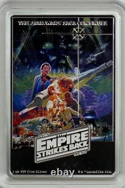 2017 $2 Star Wars Poster Collection Empire Frappe En Arrière 1 Oz Pièce Couleur Argent