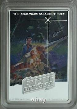 2017 $2 Star Wars Poster Collection Empire Frappe En Arrière 1 Oz Pièce Couleur Argent