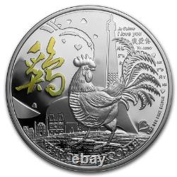 2017 Nouvelle-Zélande 1 oz Argent Proof 2 $ Année Lunaire du Coq