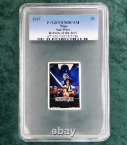 2017 Pcgs Pr70 D-cam Star Wars Retour Du Jedi 1oz. 999 Fine Silver $2 Niue