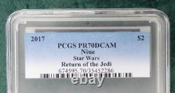 2017 Pcgs Pr70 D-cam Star Wars Retour Du Jedi 1oz. 999 Fine Silver $2 Niue