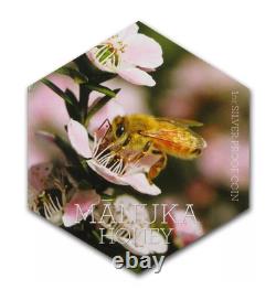 2018 1 oz Argent Miel Manuka Abeille Nouvelle-Zélande Hexagonal