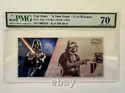 2018 Étoile d'argent de Star Wars Darth Vader 5 Gram Note de Banque Pmg 70 Premières Éditions