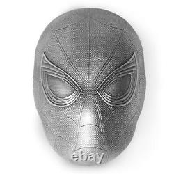 2019 Marvel Comics Spider Man Mask 2 Oz Argent Coin Fidji $5 Spiderman Icon