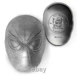 2019 Marvel Comics Spider Man Mask 2 Oz Argent Coin Fidji $5 Spiderman Icon