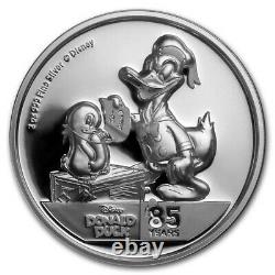 2019 Niue Silver 2 Oz $5 Donald Duck 85th Anniv Ultra High Relief Sku#198178