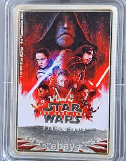 2019 Niue Star Wars Le Dernier Jedi Affiche de Film Poster 1 oz. Barre de Pièce d'Argent 999