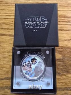 2019 Star Wars L’Ascension de Skywalker Rey 1 oz en argent dans son emballage d’origine avec certificat d’authenticité