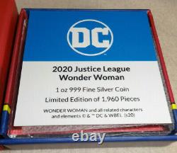 2020 Justice League 60e Anniversaire Wonder Woman 1oz Silver Coin Low Mintage