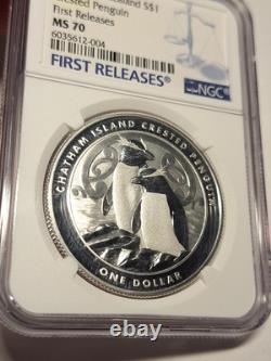 2020 Manchot de Nouvelle-Zélande à huppe 1 $ NGC Noté MS 70 Premières Émissions Top Pop Rare