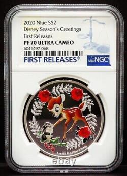 2020 NIUE 2 $ 1 oz Disney Salutations de Saison Premières Éditions NGC PF70 UC