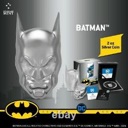 2020 Niue $5 DC Comics Batman Cowl Masque 2 Oz. 999 Pièce D'argent 5,000 Fabriquée
