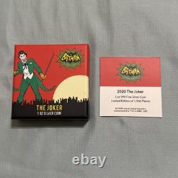 2020 Niue Batman Le Joker 1 oz. 999 Argent Deux Dollars Monnaie de Nouvelle-Zélande COA