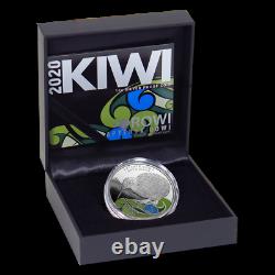2020 Nouvelle-zélande $1 Kiwi Colorized Proof 1 Oz. 999 Pièces D'argent 2 500 Fabriqués