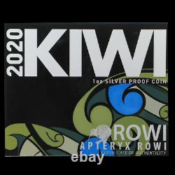 2020 Nouvelle-zélande $1 Kiwi Colorized Proof 1 Oz. 999 Pièces D'argent 2 500 Fabriqués