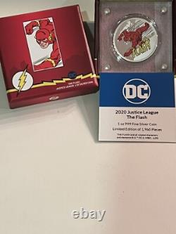 2020. PIÈCE COLORISÉE DE 1 ONCE EN ARGENT FIN 999 ‰, QUALITÉ BELLE ÉPREUVE. DC. LA LIGUE DES JUSTICIERS. THE FLASH