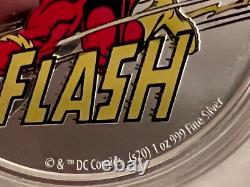 2020. PIÈCE COLORISÉE DE 1 ONCE EN ARGENT FIN 999 ‰, QUALITÉ BELLE ÉPREUVE. DC. LA LIGUE DES JUSTICIERS. THE FLASH