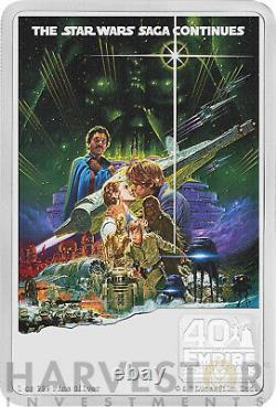 2020 Star Wars Empire Strikes Back 40th Anniversary Poster Coin 1 Oz. Argent