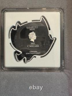 2021 1 oz. 999 ARGENT PUR. PIÈCE DE NIUE. BATMAN EN VOL. Avec OGP et COA