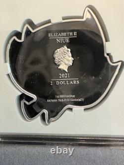 2021 1 oz. 999 ARGENT PUR. PIÈCE DE NIUE. BATMAN EN VOL. Avec OGP et COA