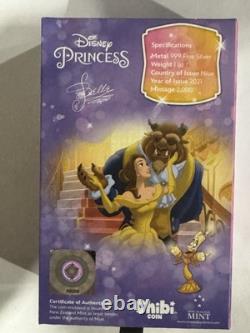 2021 1 oz. 999 ARGENT PUR PIECE DE NIUE. Princesse Disney. BELLE. Avec OGP et COA.