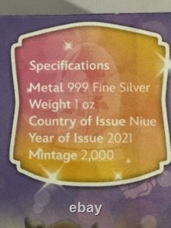 2021 1 oz. 999 ARGENT PUR PIECE DE NIUE. Princesse Disney. BELLE. Avec OGP et COA.