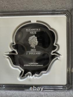 2021. 1 oz. 999 ARGENT PUR PIECE NIUE. OGP+COA. SUPERMAN VOLANT. SEULEMENT 2000 FRAPPÉES