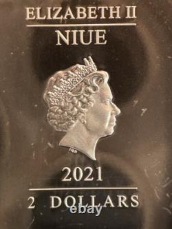 2021 1oz. 999 ARGENT FIN. MONNAIE DE NIUE. BATMAN VOLANT. Avec OGP et COA
