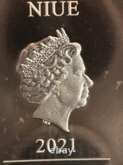 2021 1oz. 999 ARGENT FIN. MONNAIE DE NIUE. BATMAN VOLANT. Avec OGP et COA