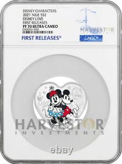 2021 Diney Love Coin Heart Shaped Coin Ngc Pf70 Premières Libérations Avecogp