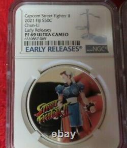 2021 Fiji Capcom Street Fighter II Argent. 999 Ryu Une Seule Once Silver Coin